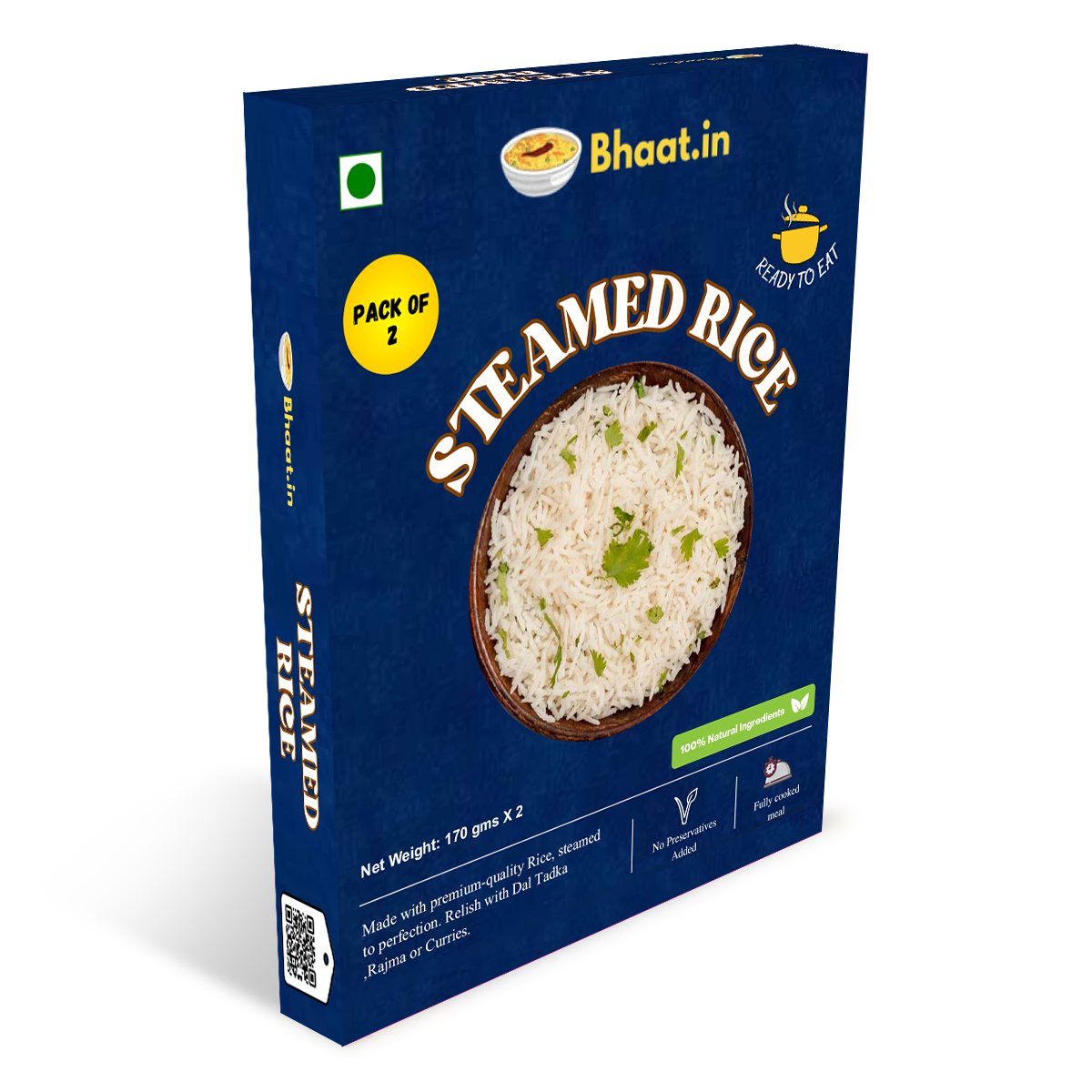 Steamed Rice(Pack of 2)| Ready to eat