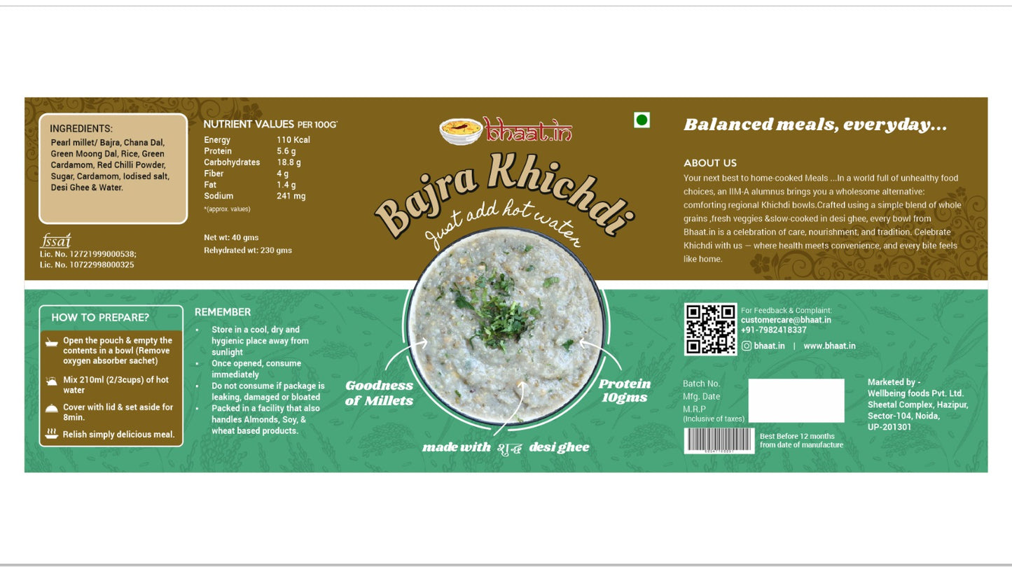 Dehydrated - Bajra (Millet)Khichdi|Just add Hot water|Pack of 2| Instant food|Travel food