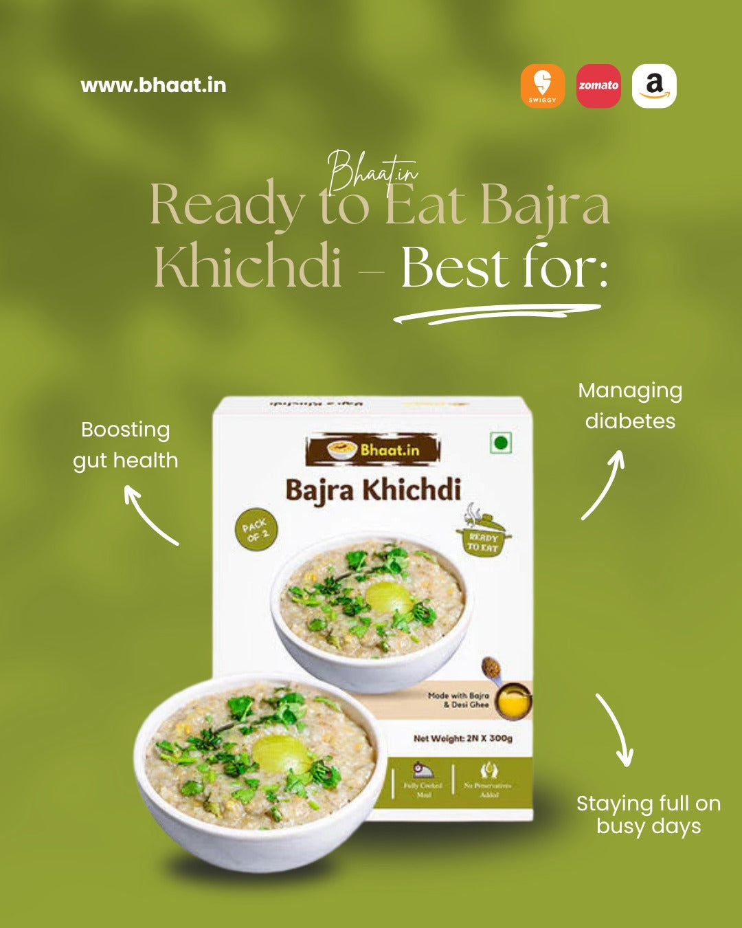 Bajra (Millet)Khichdi(Pack of 2)|Ready to Eat| Open & Eat