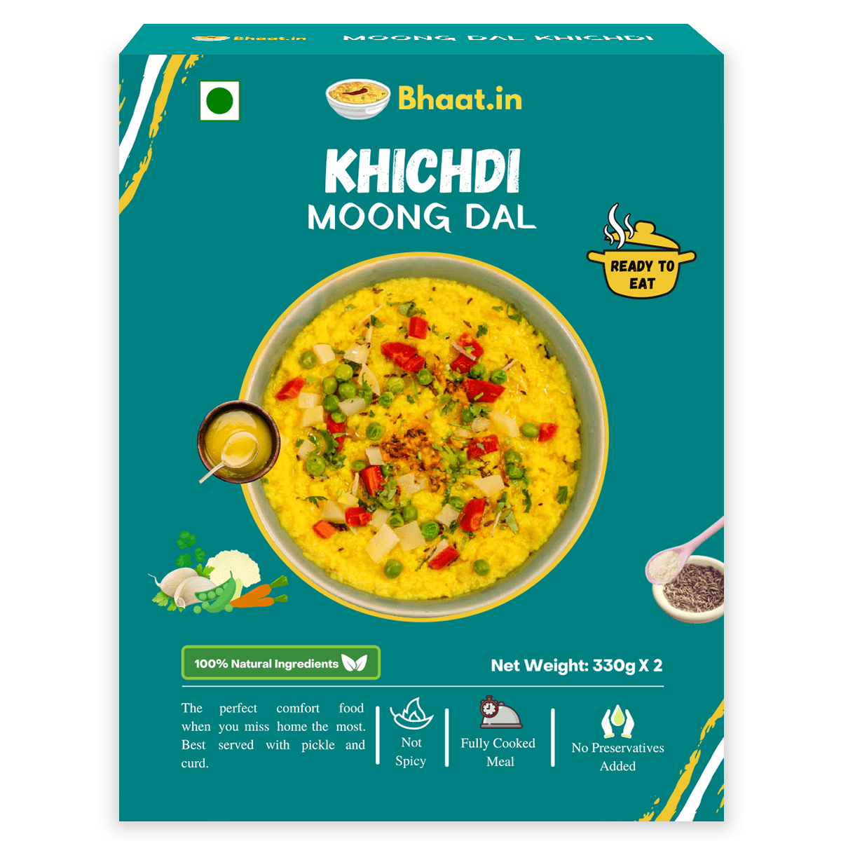 Pack of 2 - Ready to Eat - Moong Dal Khichdi - Bhaat.in