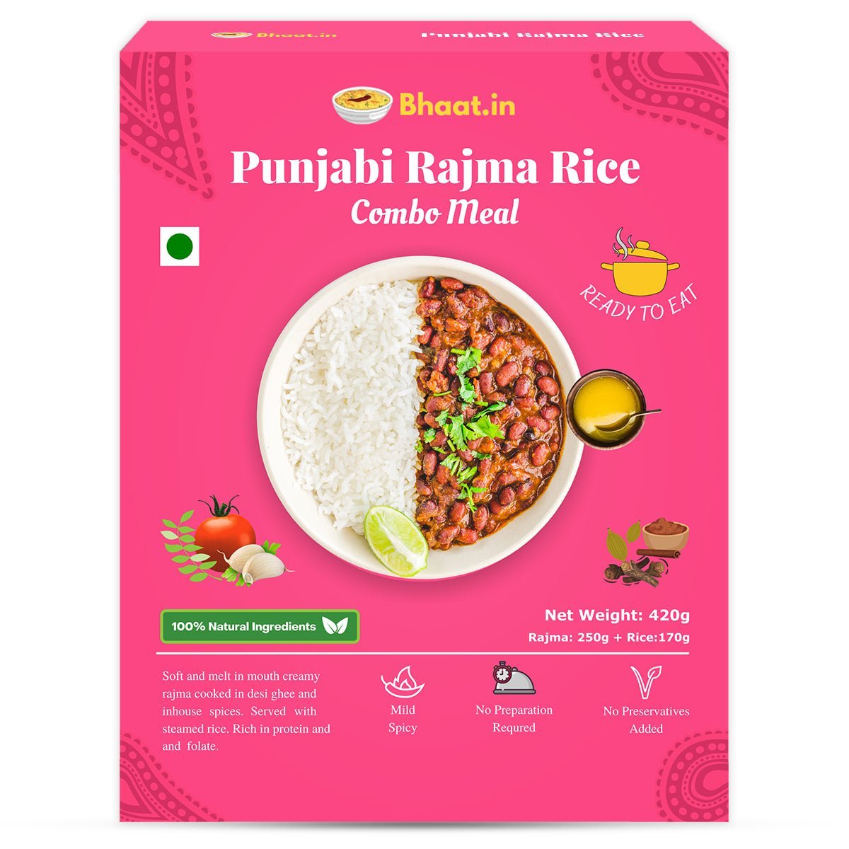 Pack of 2 - Ready to Eat - Rajma Rice Combo - Bhaat.in