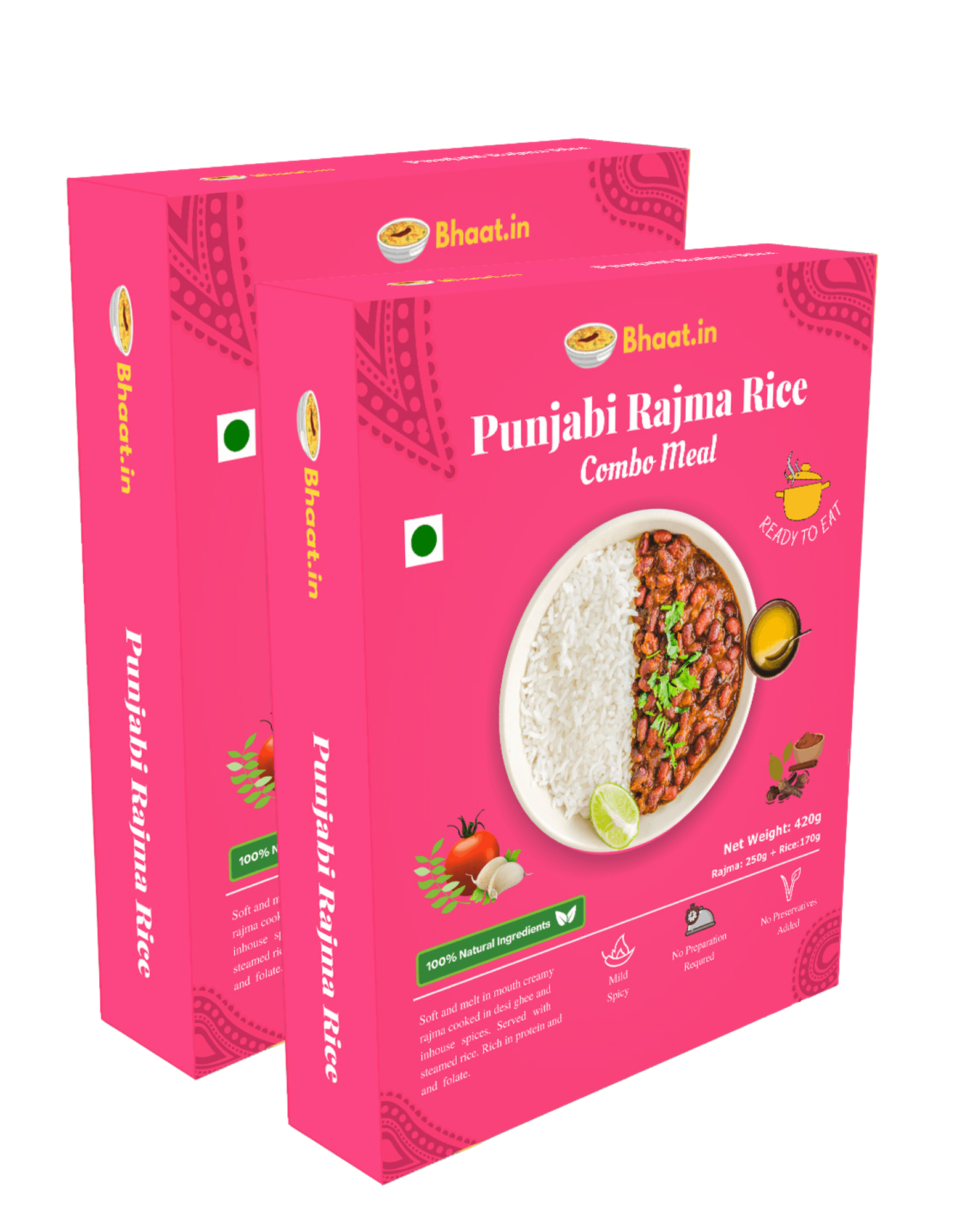 Pack of 2 - Ready to Eat - Rajma Rice Combo - Bhaat.in