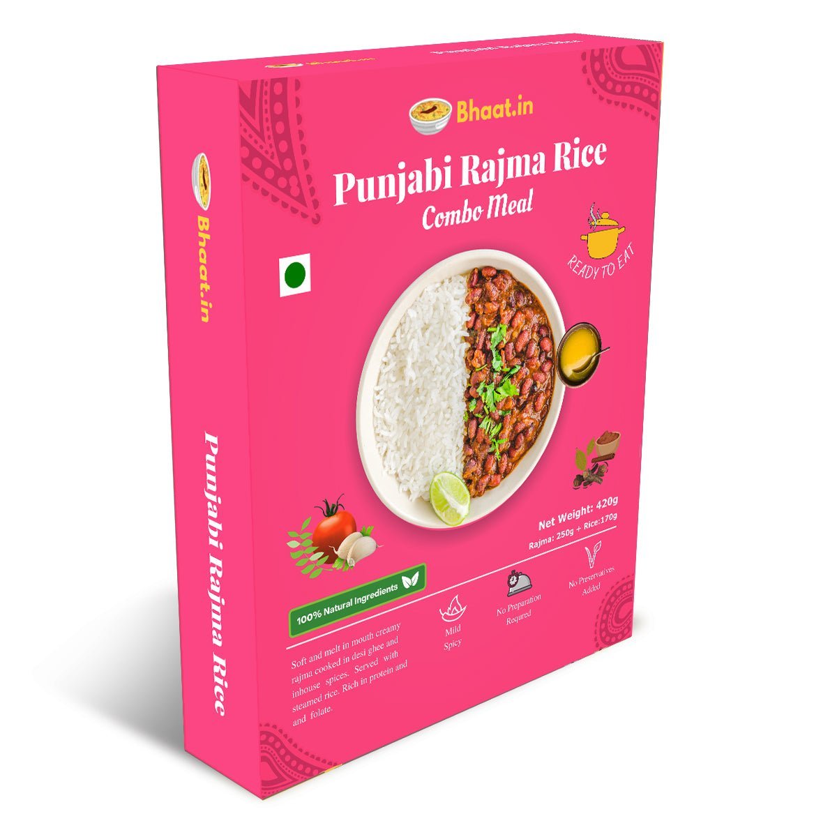 Pack of 2 - Ready to Eat - Rajma Rice Combo - Bhaat.in